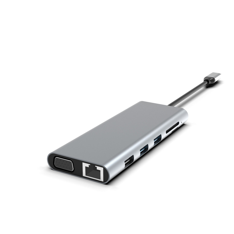 9 en 1 100W USB C Hub 4k 60hz lecteur de carte HDMI PD USB 3.0/2.0 Gigabit Ethernet USB C dock