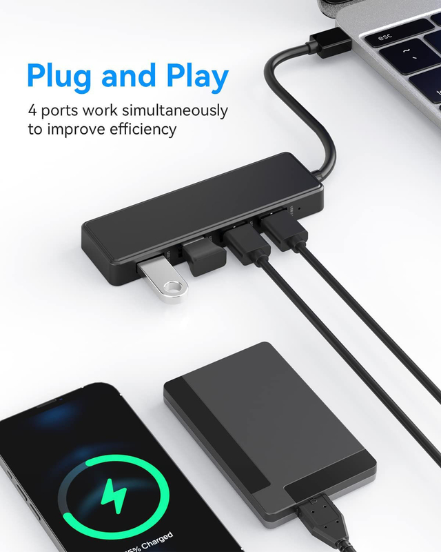 Hub USB 3.0 Hdmi USB 3.0/2.0 Adaptateur de type C avec vitesse de transfert de données de 10 Gbps 1080P