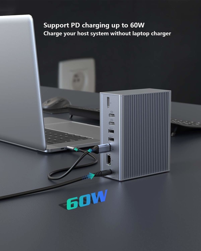 Thunderbolt 3 16 en 1 type-C double HDMI USB C station d'accueil vidéo 4K