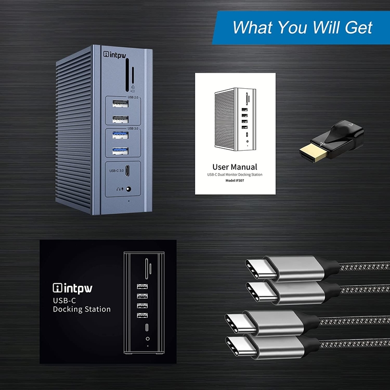 16 en 1 Gigabit Ethernet Docking Station HDMI USB C 4K Vidéo de sortie de l'affichage