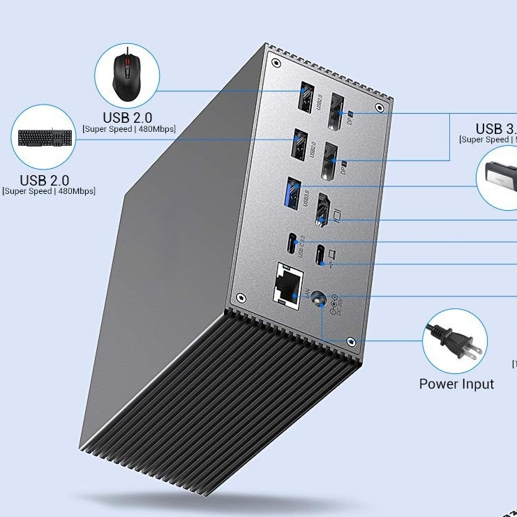 Station d'accueil USB C avec dissipation thermique intelligente 4K Résolution HDMI Vidéo de sortie