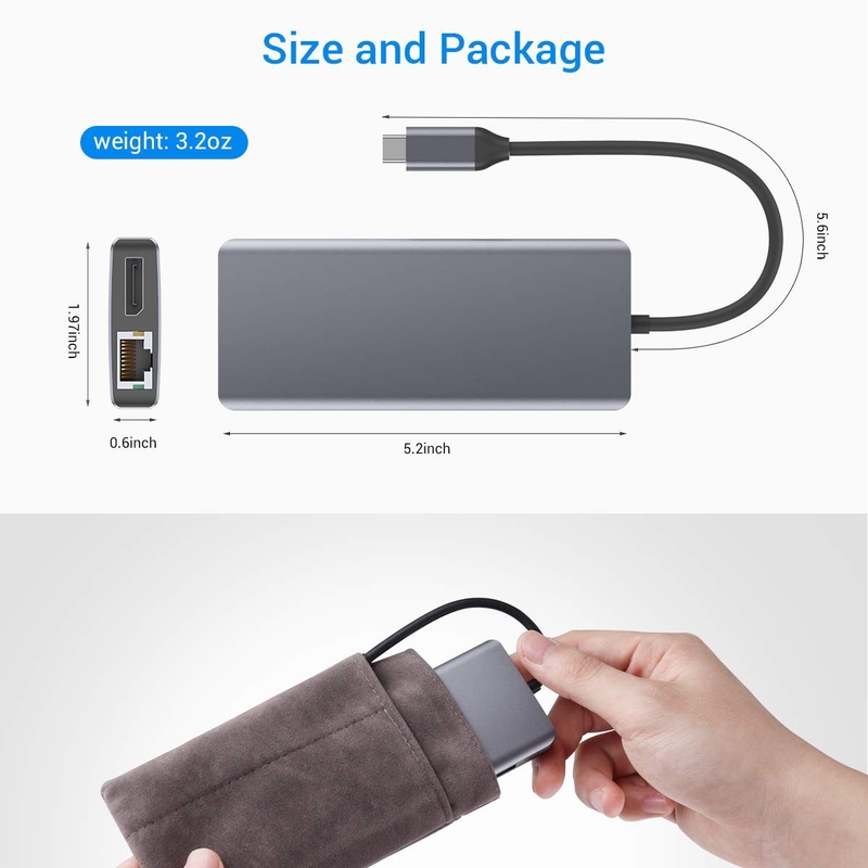 Adaptateur multiport portable USB C avec prise audio HDMI 3,5 mm pour MacBook Pro