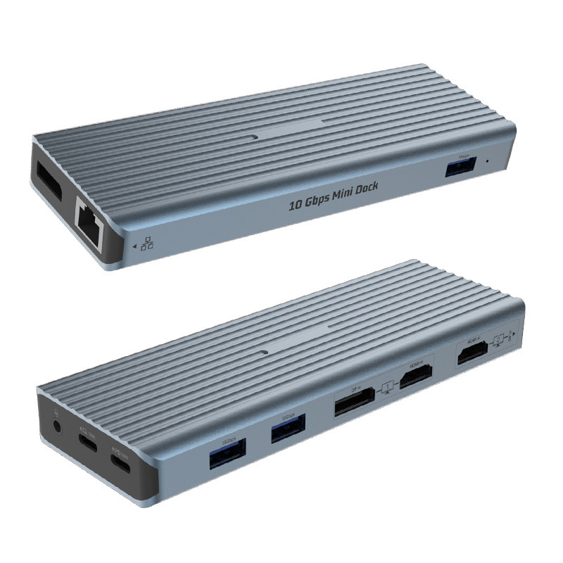 USB 3.1 de type C à 9 ports USB3.0 Hub avec Gigabit Ethernet RJ45 Adaptateur de port LAN Gris