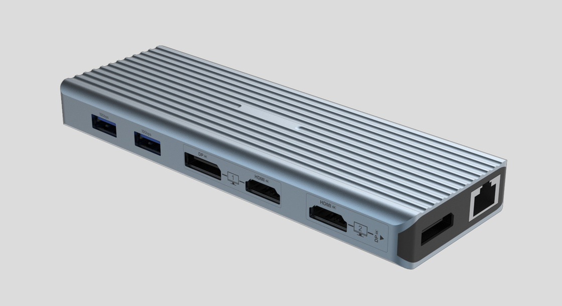 USB 3.1 de type C à 9 ports USB3.0 Hub avec Gigabit Ethernet RJ45 Adaptateur de port LAN Gris