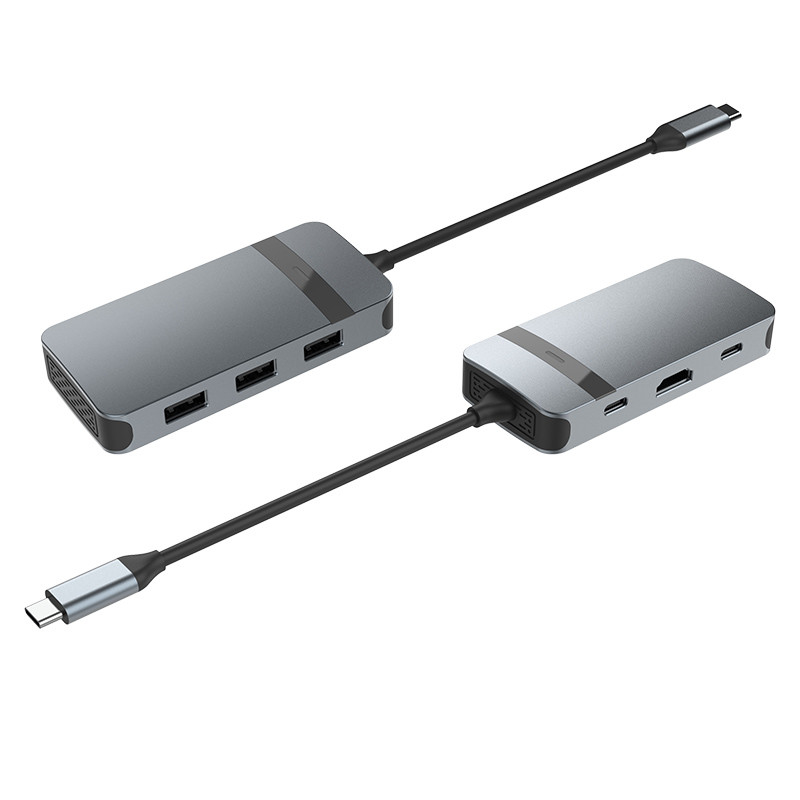 Adaptateur HDMI Ethernet USB C gris USB A Hub avec USB C Vitesse de transfert de données de 5 Gbps