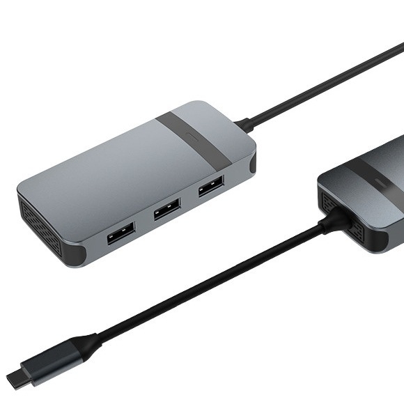Hub USB de type C en aluminium 5 en 1 avec ports multiples Vitesse de transfert de données 5 Gbps Jack audio 3,5 mm