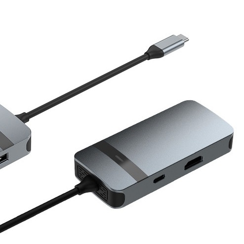 Hub USB de type C en aluminium 5 en 1 avec ports multiples Vitesse de transfert de données 5 Gbps Jack audio 3,5 mm