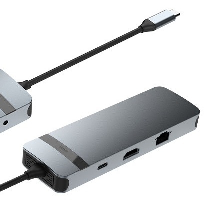 Station d'accueil USB-C hub 9 en 1 avec 4K HDMI 100W PD USB 3.0 lecteur de carte Audio pour MacBook