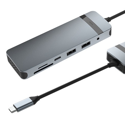 Station d'accueil USB-C hub 9 en 1 avec 4K HDMI 100W PD USB 3.0 lecteur de carte Audio pour MacBook