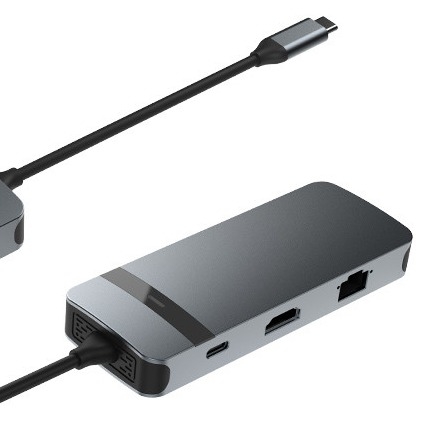 Station d'accueil 8 en 1 USB C Hub Plug and Play avec 4K HDMI RJ45 pour les ordinateurs portables Macbook
