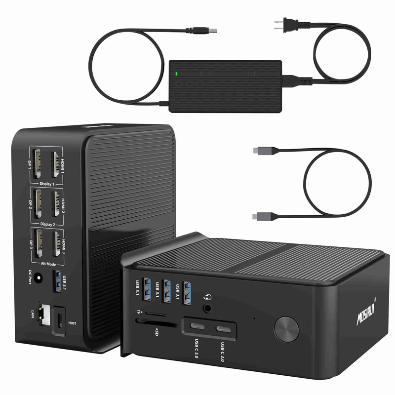 HDMI 4k 60hz Thunderbolt 3 Moniteur Lecteur de carte Gigabit Ethernet et prise audio