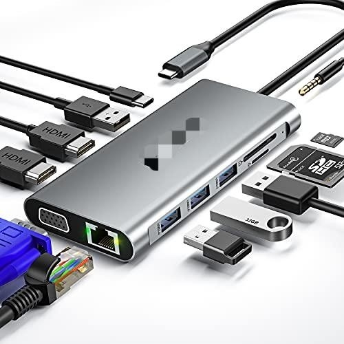 Adaptateur USB C 13 en 1 4K HDMI Hub Type C à HDMI 4K Convertisseur de charge USB 3.0 2.0 PD