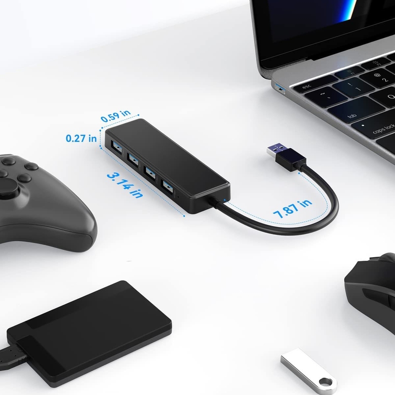 4 6 7 Port USB 3.0 Hub pour ordinateur portable USB A Splitter avec câble étendu Port d'alimentation USB C