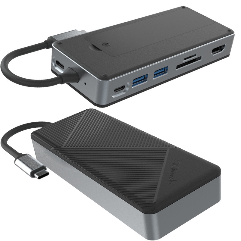 8-en-1 double hub de station d'accueil USB C Adapte le SSD M.2 NVMe/SATA avec diaplaylink et ventilateurs de refroidissement
