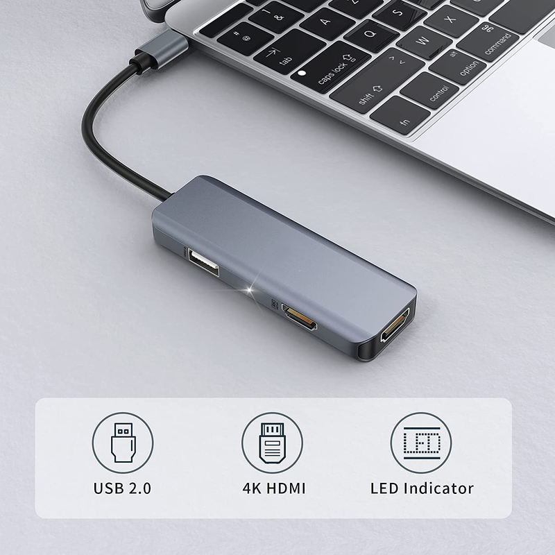 Adaptateur USB HDMI 3 en 1 Adaptateur USB C à USB 2.0