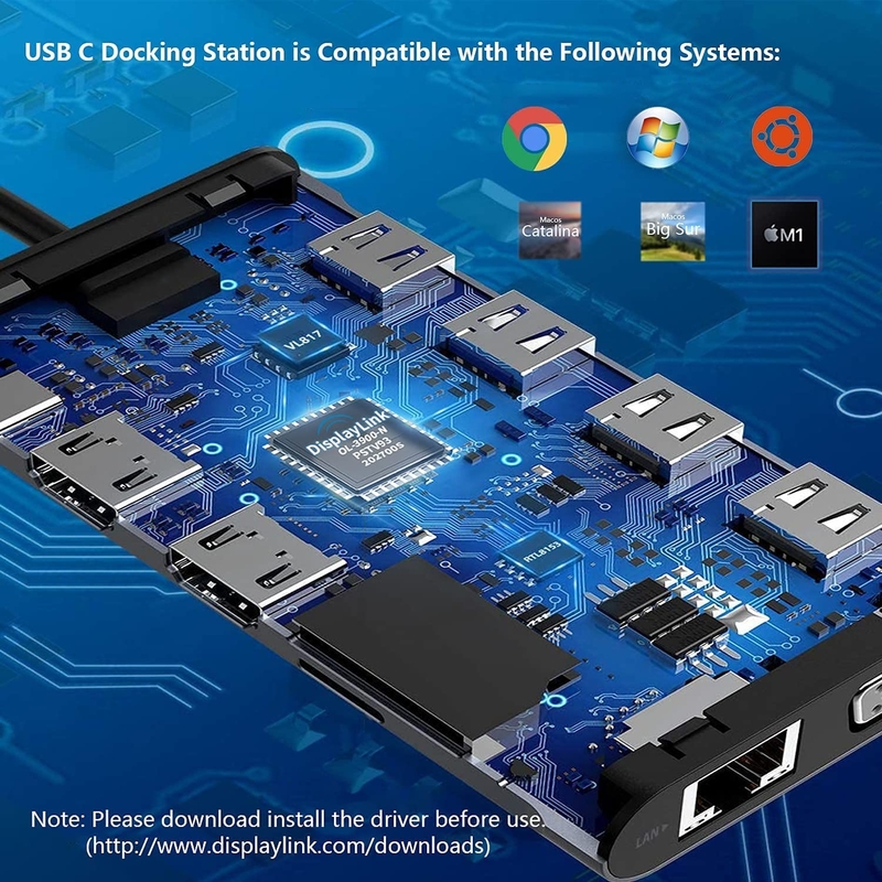 Adaptateur de station d'accueil USB C VGA Ethernet 100W PD
