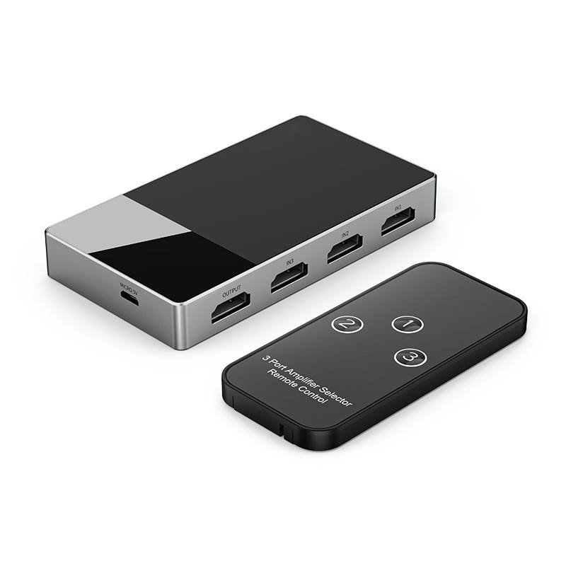3 en 1 sortie HDMI Switch Aluminium HDMI Splitter avec commutateur HDMI à distance Prend en charge le moniteur 4K 3D HD