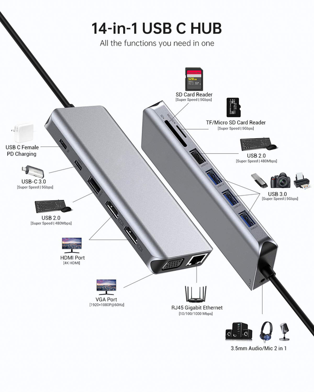 USB 3.0 Hub Extension Type A Cable de données de type mâle à femelle avec alimentation USB C Hub Extra Long
