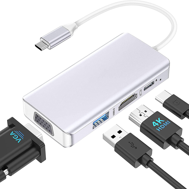 La station d'accueil USB C blanche est équipée d'un double moniteur pour l'adaptateur de transfert de données triple 4K 60hz
