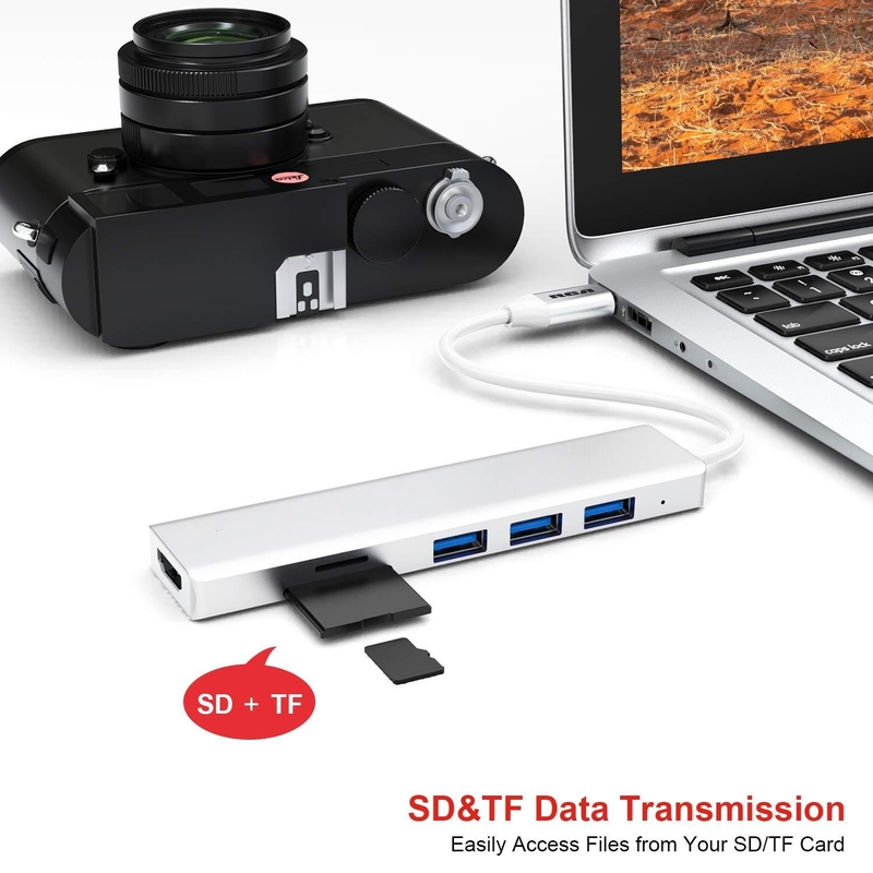 6 ports USB-C Hub Splitter USB-C Expander Adapteur portable USB Multiport Hub de données