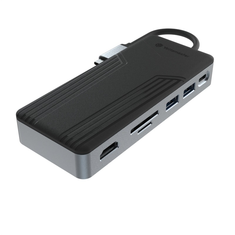 Station d'accueil USB C en aluminium 9 en 1 de type C avec boîtier SSD multifonctionnel