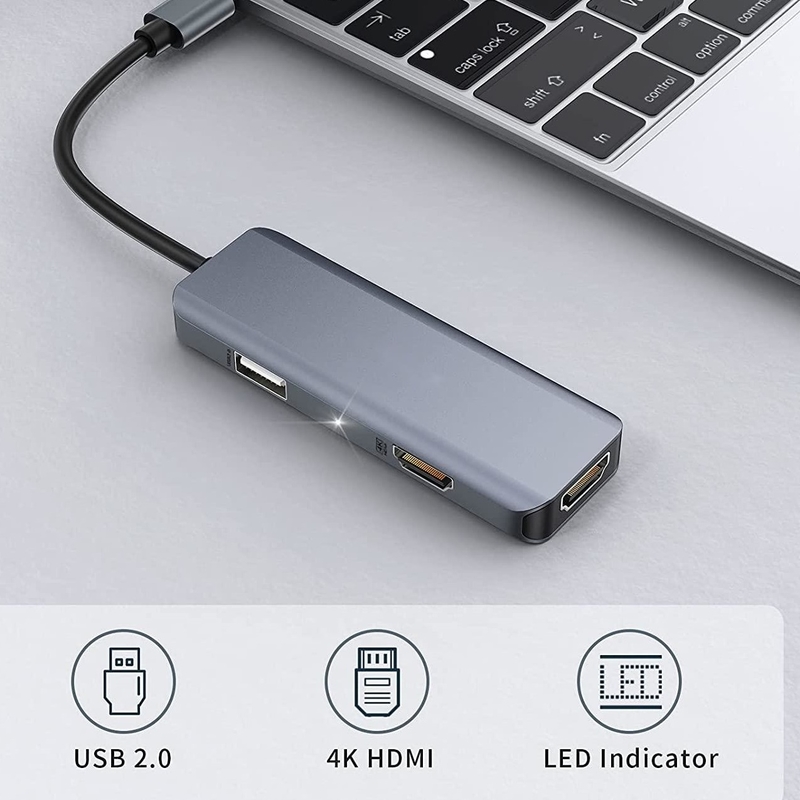 Adaptateur USB C double 3 en 1 Dongle 4K HDMI Docking Station Compatible avec le MacBook Pro