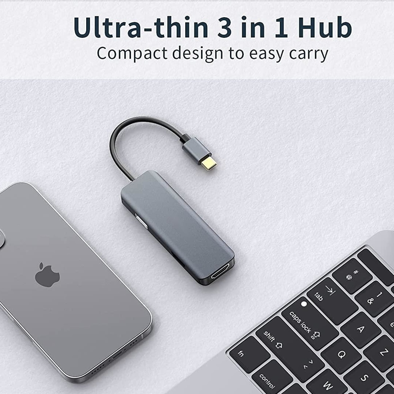 Dual HDMI USB C Dock Hub Aluminium Adapteur USB C Moniteur 3 en 1 Dongle Avec HDMI 4K