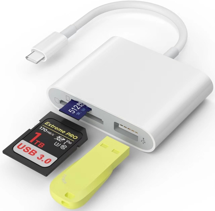 Lecteur de carte USB 3.0 à haute vitesse vers SD Adaptateur de carte micro SD Lecteur de carte mémoire iPhone 15