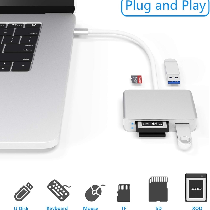 Lecteur de carte USB 3.0 à haute vitesse vers SD Adaptateur de carte micro SD Lecteur de carte mémoire iPhone 15