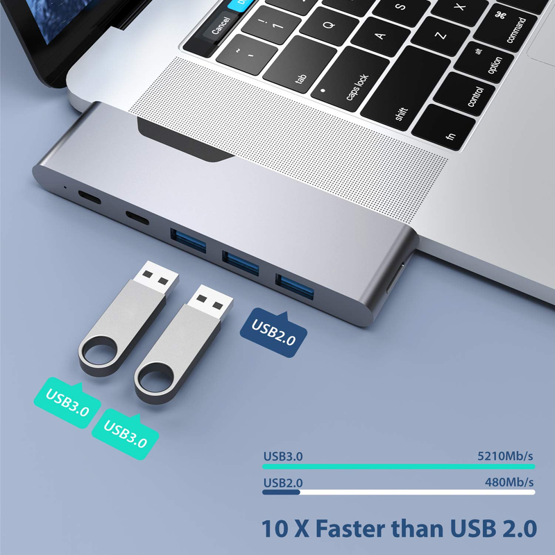 8 en 1 station de dock double usb c adaptateur d'alimentation hub lecteur de carte pro pad convertisseur usb hub pour mac