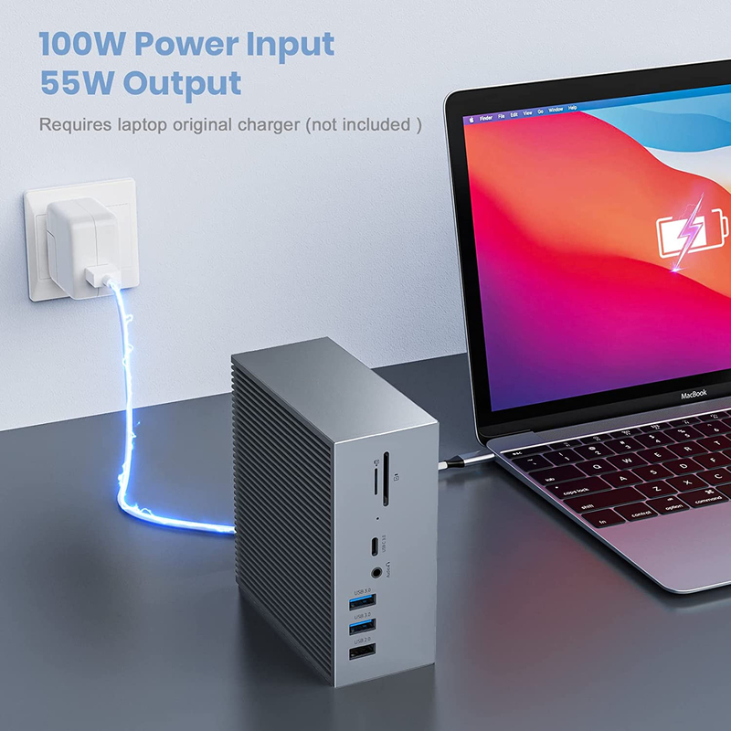 16 en 2 USB C double moniteur Thunderbolt Dock triple affichage 8 ports USB C / A Ethernet