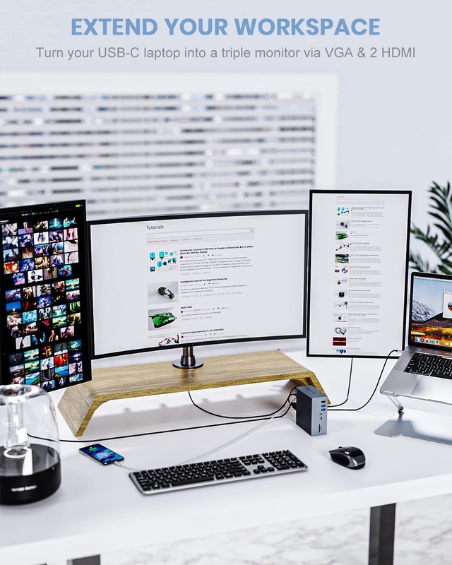 16 en 2 USB C double moniteur Thunderbolt Dock triple affichage 8 ports USB C / A Ethernet
