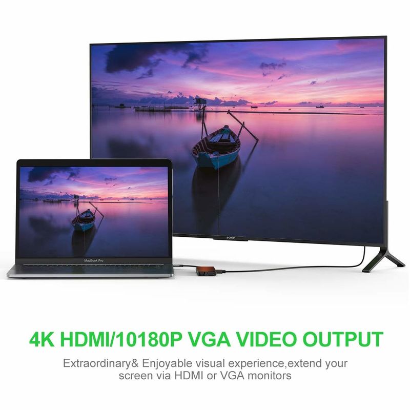 100 Watt Adaptateur USB C Puissance 5 en 1 USB 3.0 Hub TYPE C HDMI 4K 30Hz 5Gbps 100W PD Chargement rapide