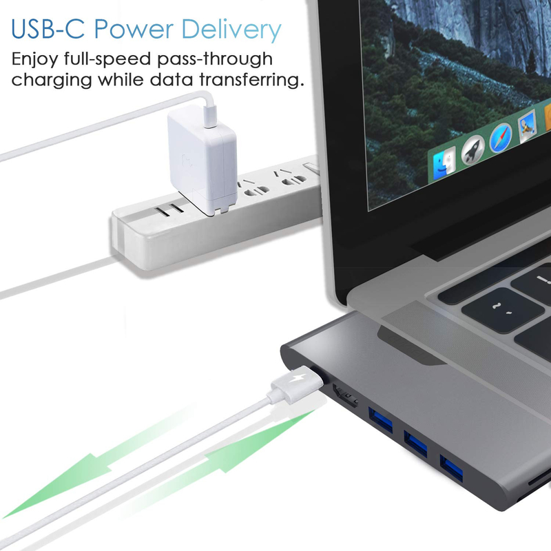 Adaptateur multiport HDMI 8 en 1 connecteur double USB type C Hub Station d'accueil SD Tf Lecteur de carte 4k Vidéo USB