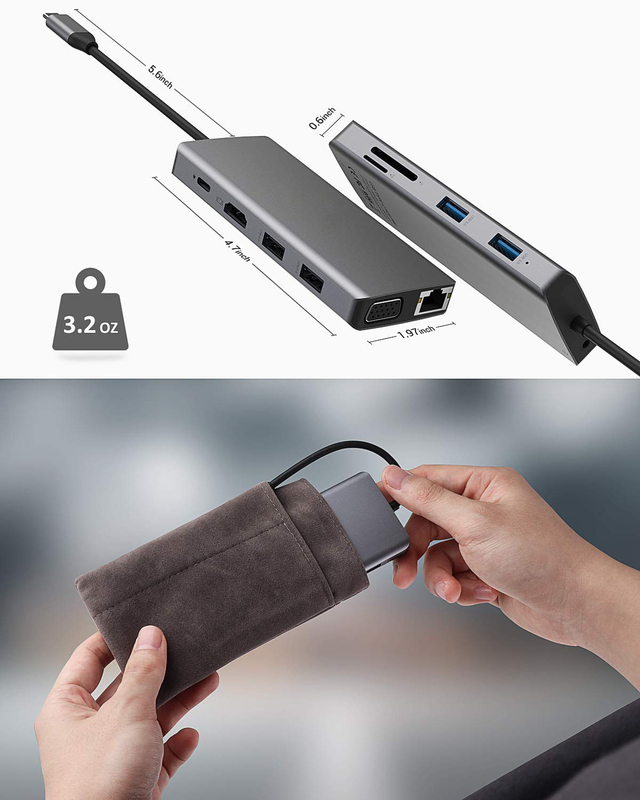 USB C double hub HDMI ICZI USB C Hub 11 en 1 Adaptateur multiport USB C avec 2 HD 4K 30Hz 4 USB