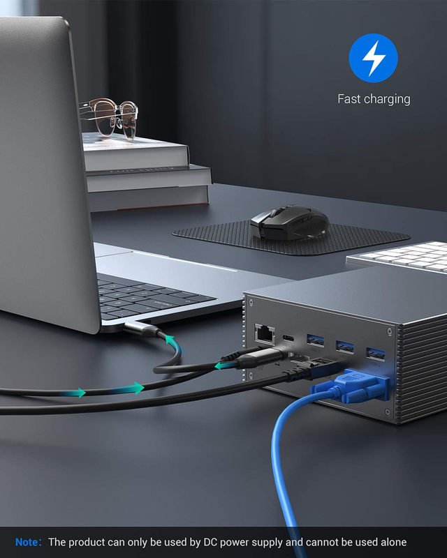 Thunderbolt 4k Moniteur Thunderbolt USB-C double HD Station d'accueil 4K 16-en-1 Hub Adapteur MST Macbook et bureau