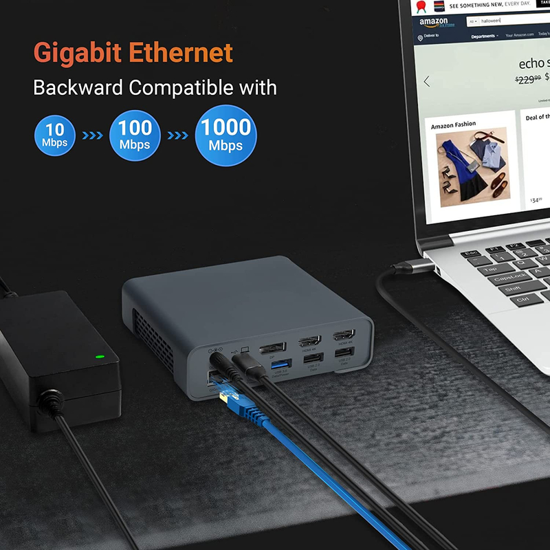 Adaptateur USB type-C 4K 60hz Moniteur HDMI Ethernet RJ45