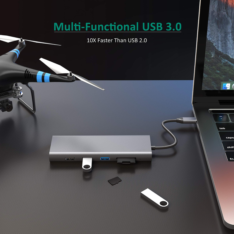 14 en 1 USB C Hub Docking Type C Hub USB Type C HDMI 2 Station d'accueil à triple écran VGA 4K