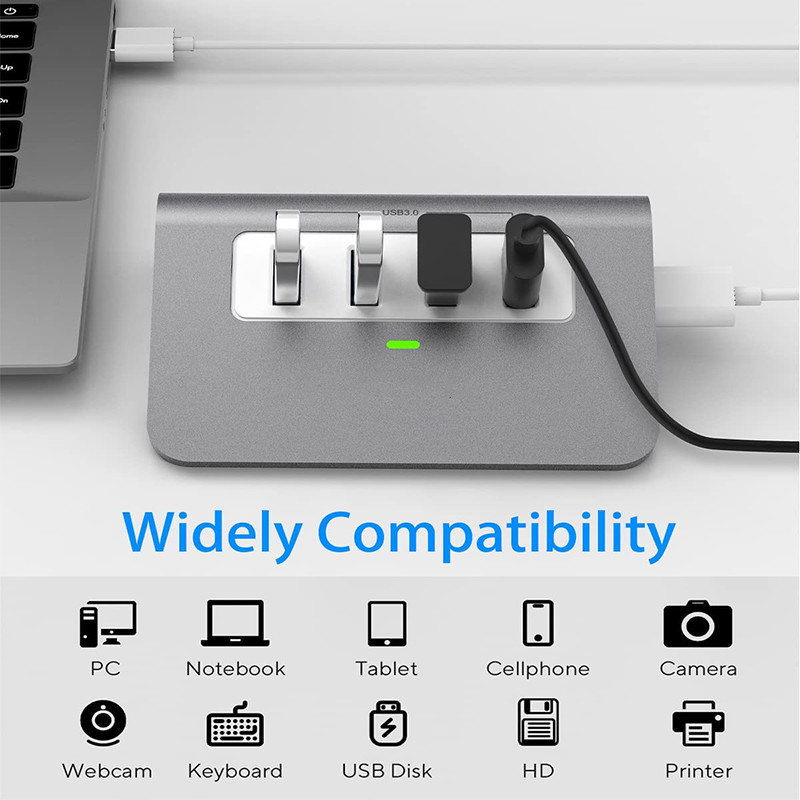 3.0 Extenseur 4 ports Adaptateur USB-C Hub USB Dock HUB Splitter USB Appareil universel Portable