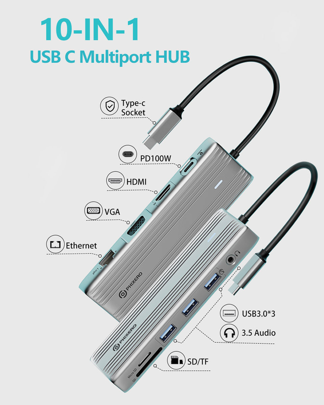 USB C Hub avec HDMI 4K et USB 3.0 haute vitesse Compatible avec Windows Mac
