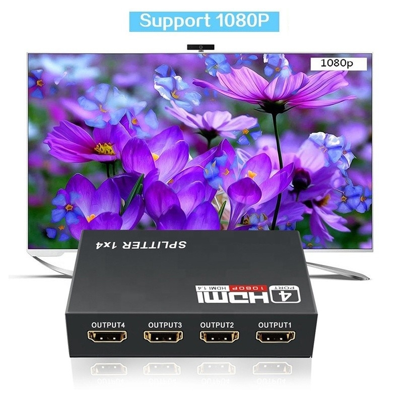 Splitter HDMI professionnel 1x4 Full HD 3D 1080P 4 ports Convertisseur pour télévision féminin-féminin
