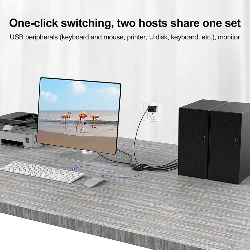 2 ports HDMI 2.1 Commutateur KVM avec USB 3.0 2 Entrée 1 Sortie Indicateurs LED Femme-Femme