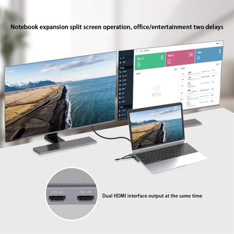 Station d'accueil USB-C de type C 12 en 1 pour le transfert de données de charge et la fonction de haut-parleur