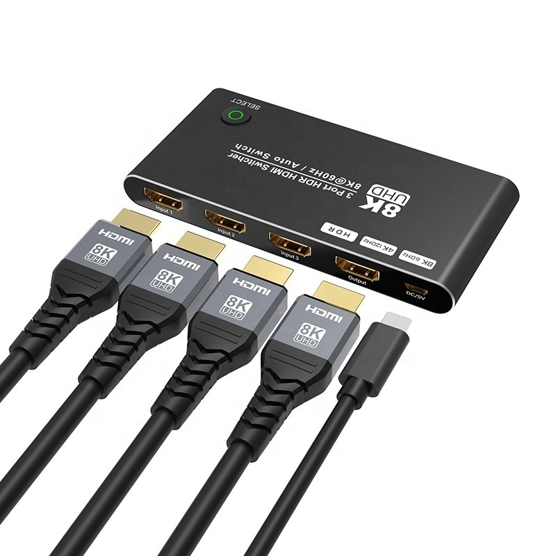 Commutateur HDMI 8K 3 en 1 Sortie de support 3 entrée HDMI 8K 60Hz 4K 120Hz Technologie avancée