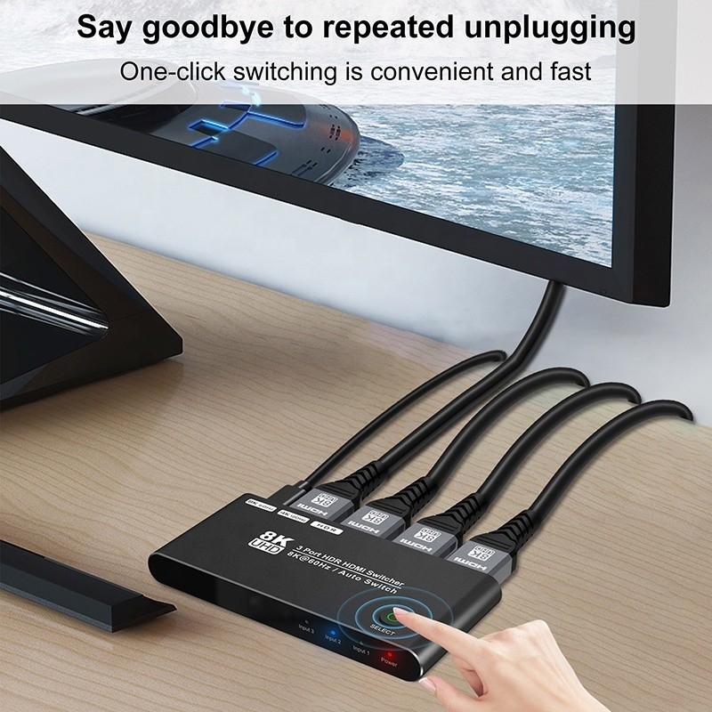 Commutateur HDMI 8K 3 en 1 Sortie de support 3 entrée HDMI 8K 60Hz 4K 120Hz Technologie avancée