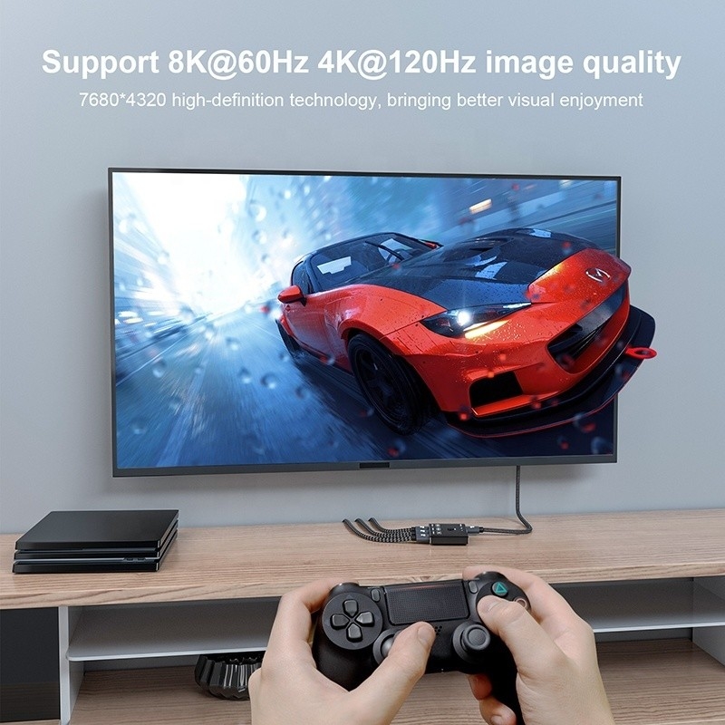 8K 120Hz HDR 3 ports HDMI Commutateur Commutateur 3 en 1 Convertisseur à distance