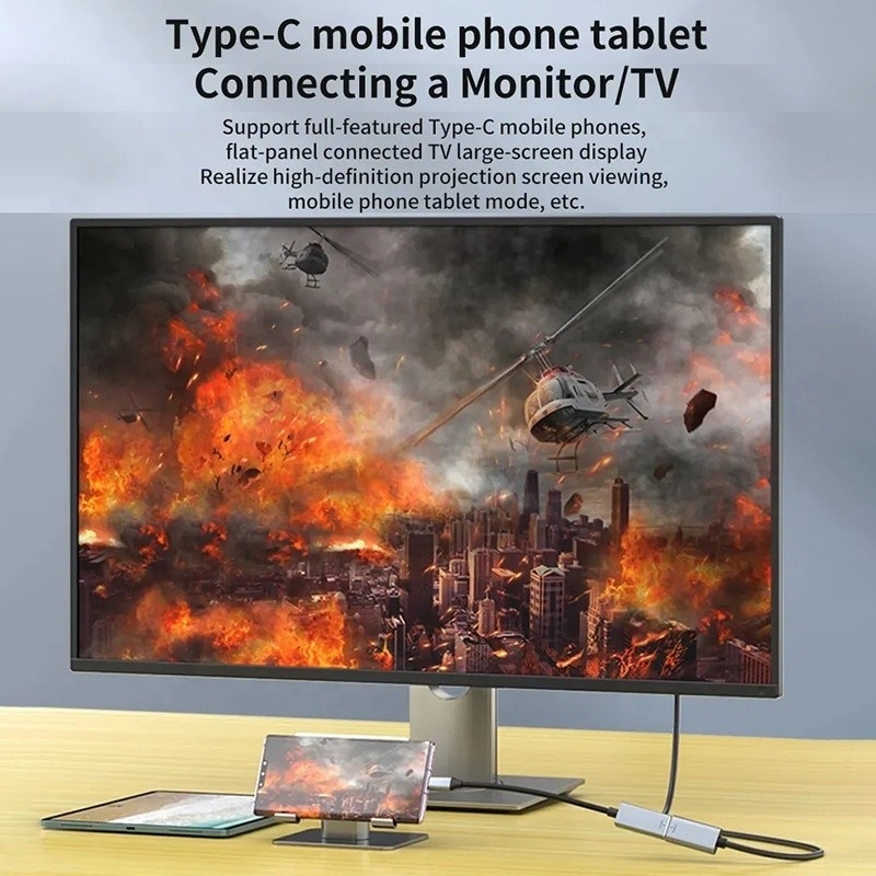 Jacket en PVC Homme-Femme câble USB C de type C à l'adaptateur de l'écran du port d'affichage pour vidéo audio 8K 60Hz