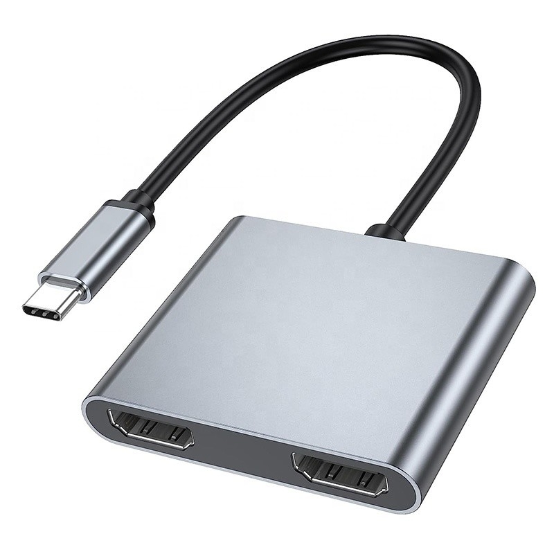 Type C Homme à double HDMI Femme Thunderbolt 3 câble adaptateur multi-moniteur USB-C 4K 30Hz