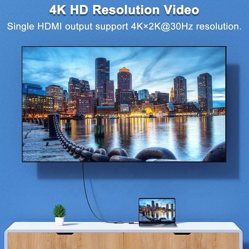 Type C Homme à double HDMI Femme Thunderbolt 3 câble adaptateur multi-moniteur USB-C 4K 30Hz