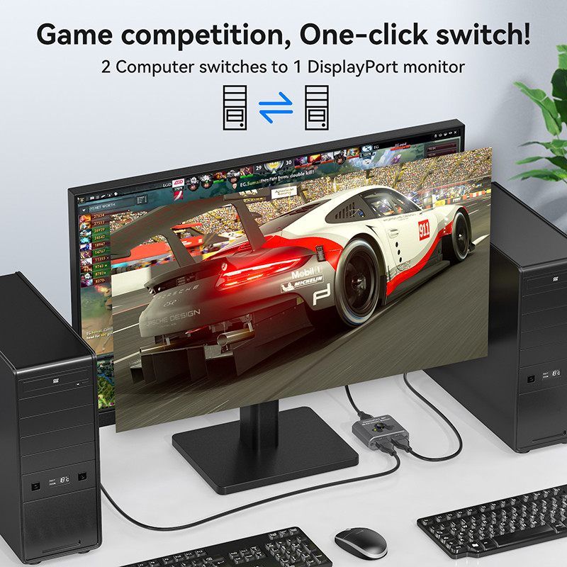 Commutateur de port d'affichage 8K60Hz pour un fonctionnement facile et une commutation DP 1.4 haute performance